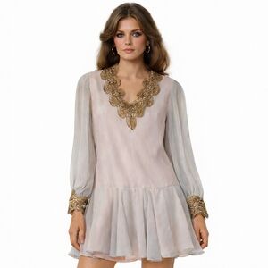 Elegant Sheer Dress with Gold Accents